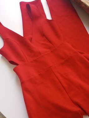 Red Sleeveless Skinny Leg Jumpsuit